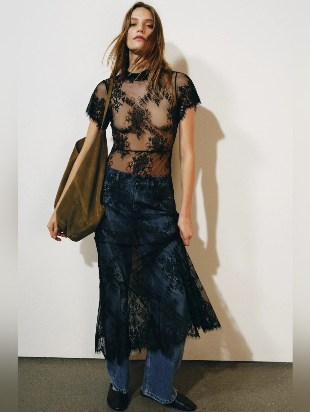 ZARA ZW COLLECTION LACE MAXI DRESS